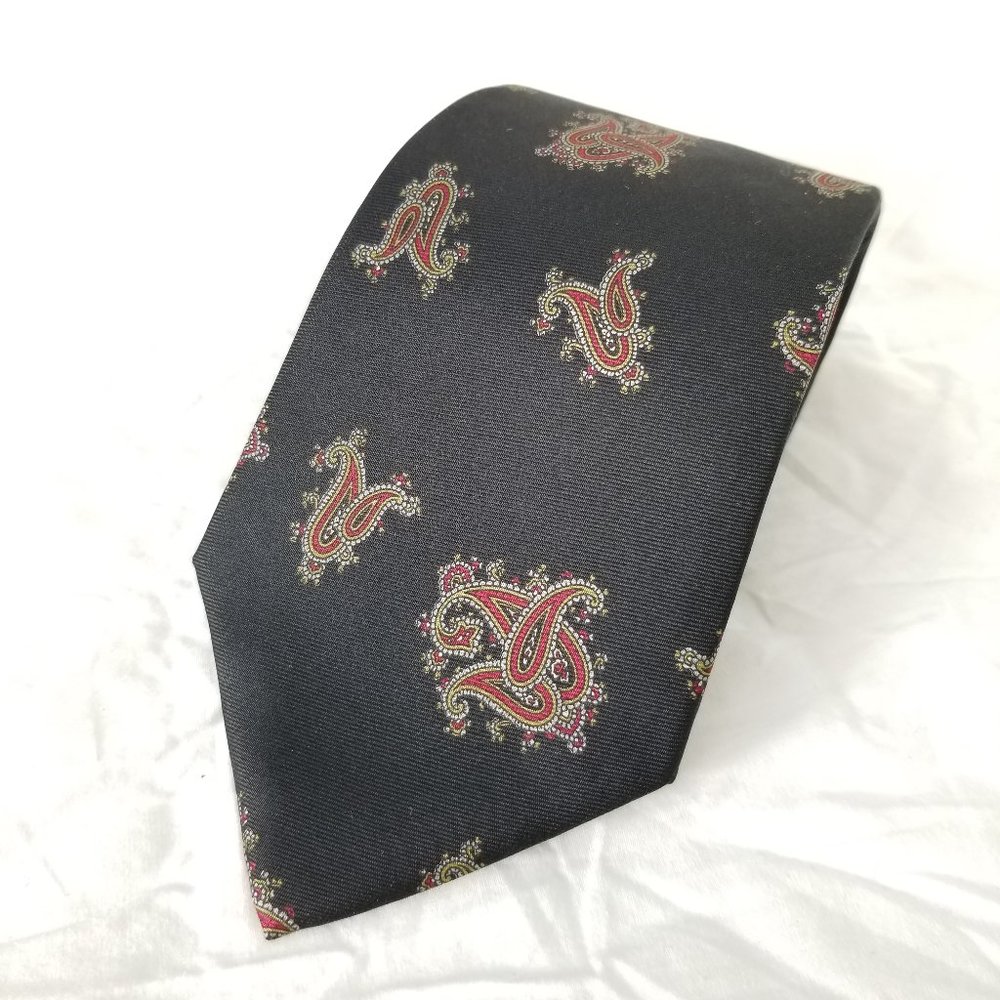 Christian Dior 1980s navy paisley silk tie
